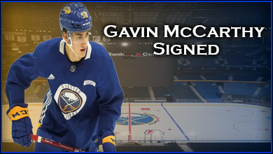 Sabres Sign Defenseman Gavin McCarthy to 3-Year Entry-Level Contract